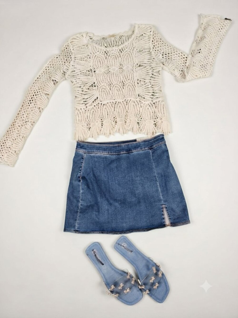 Rebellion Open Knit Crochet Cottagecore Crop Top Festival BohoChic Size Small - Picture 10 of 11